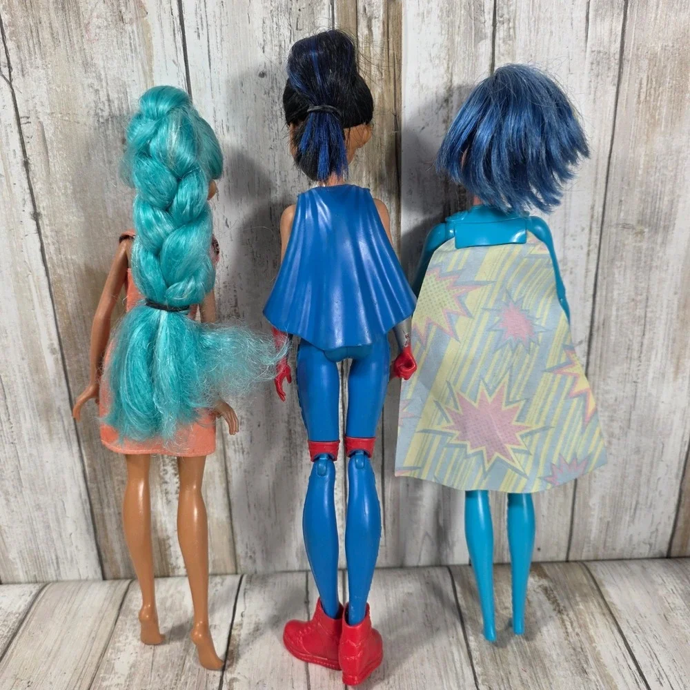 Mattel DC Super Hero Girls Wonder Woman Starfire & Barbie Teal Hair Doll Lot 3pc